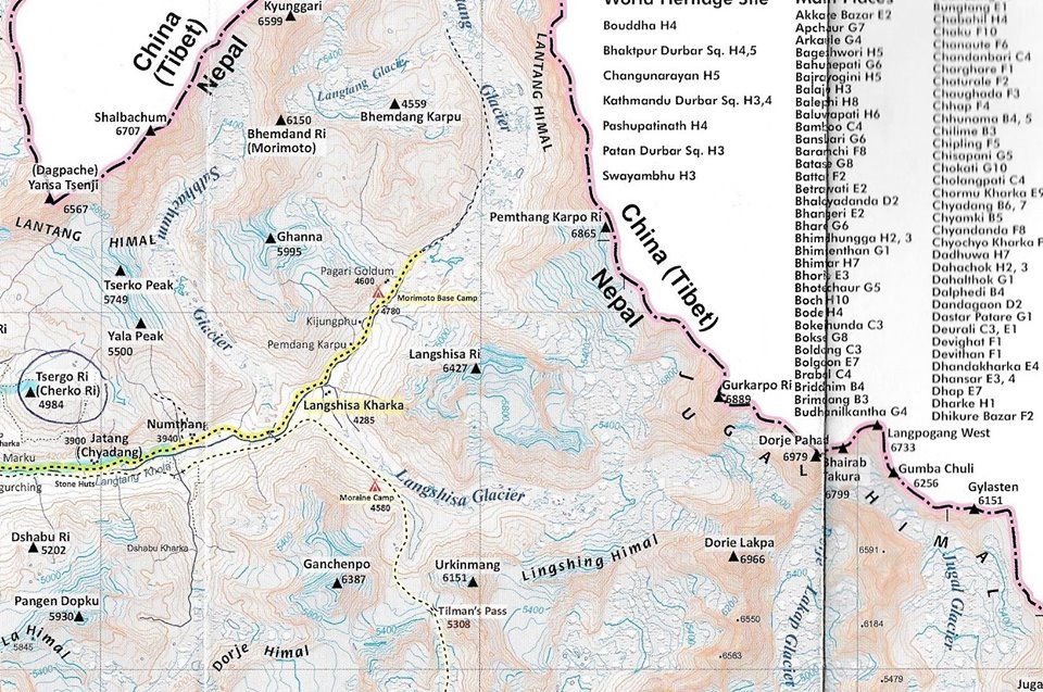 Map of Langtang and Jugal Himal