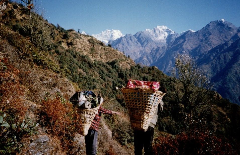 Mera Peak on descent into Lower Hinku Valley