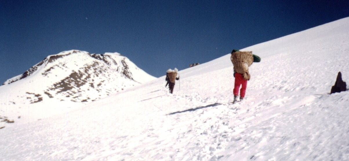 Thapa ( Dhampus ) Peak ( c6000m ) on ascent from Hidden Valley to Thapa ( Dhampus ) Pass