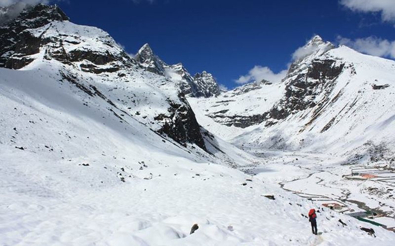 Mt. Kyajo Ri from Maccherma in Gokyo Valley