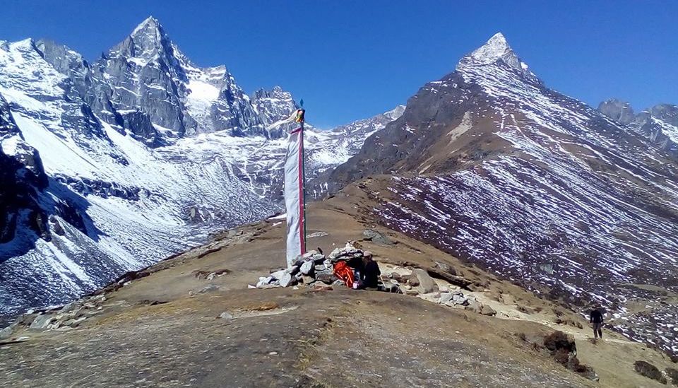 Kyajo Ri and Maccherma Peak in Gokyo Valley