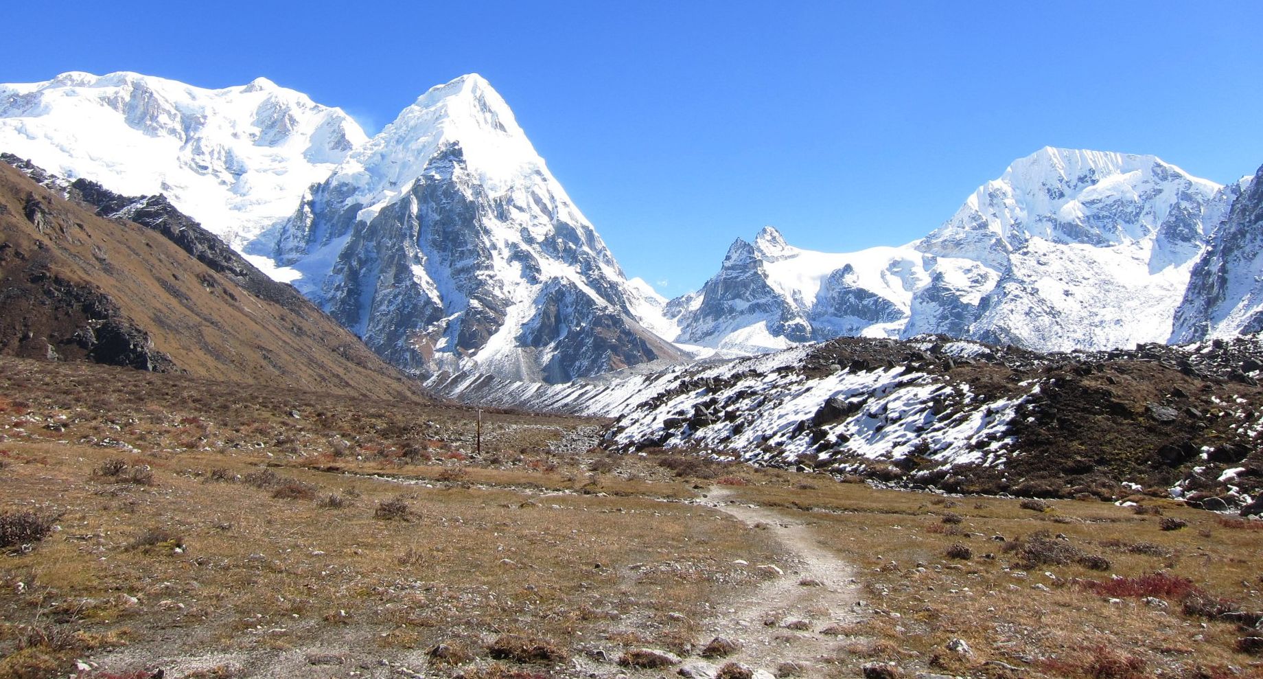 Mounts Ratong and Koktang from camp at Ramze