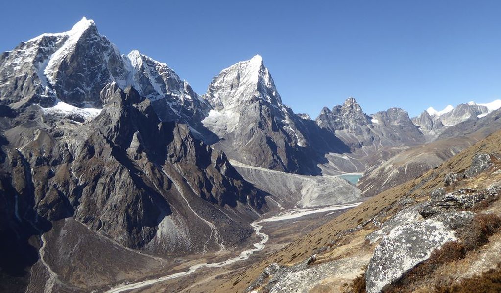 Mount Taboche and Mount Cholatse on route to Everest Base Camp