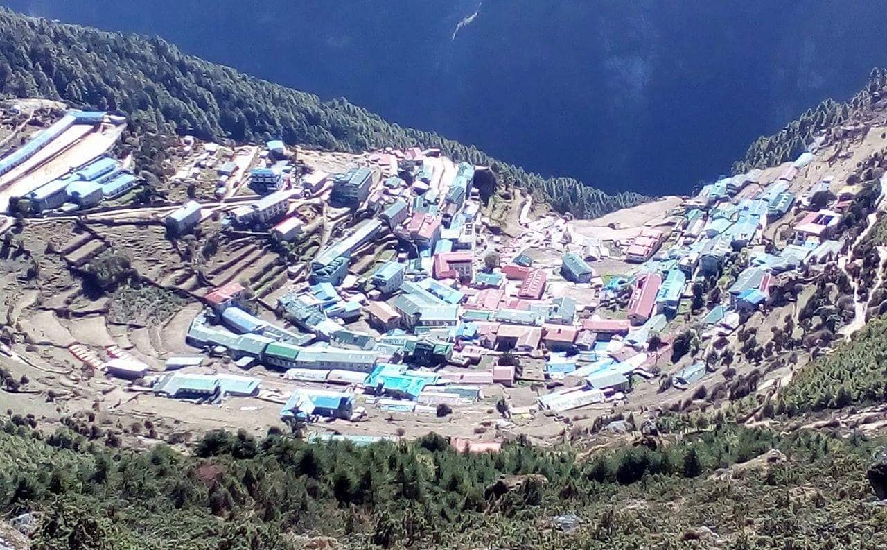 Namche Bazaar beneath Shyangboche