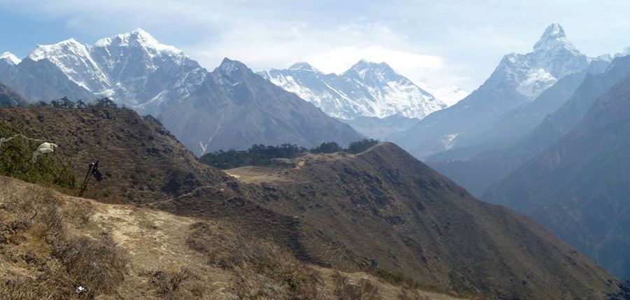 Nuptse, Everest, Lhotse and Ama Dablam from Thyangboche