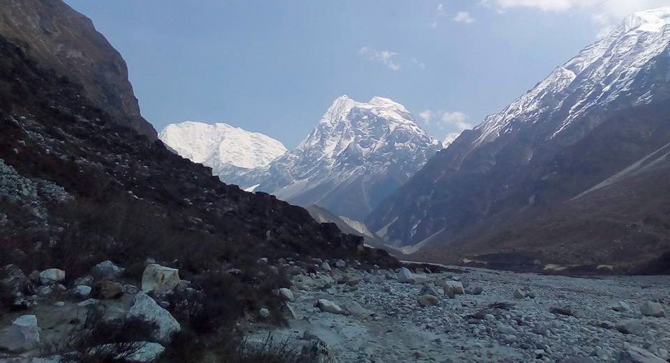 Mount Langshisa Ri and Dome Blanc from the Langtang  Valley