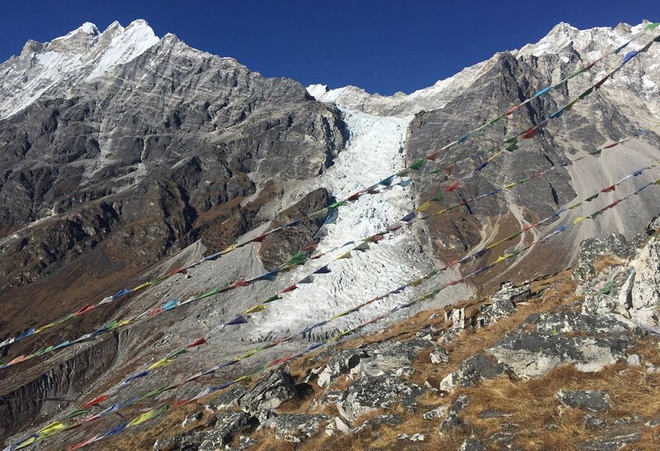 Kimshum and Mount Shalbachum ( 6918m ) from Tsergo Ri ( c5000m ) in the Langtang Himal