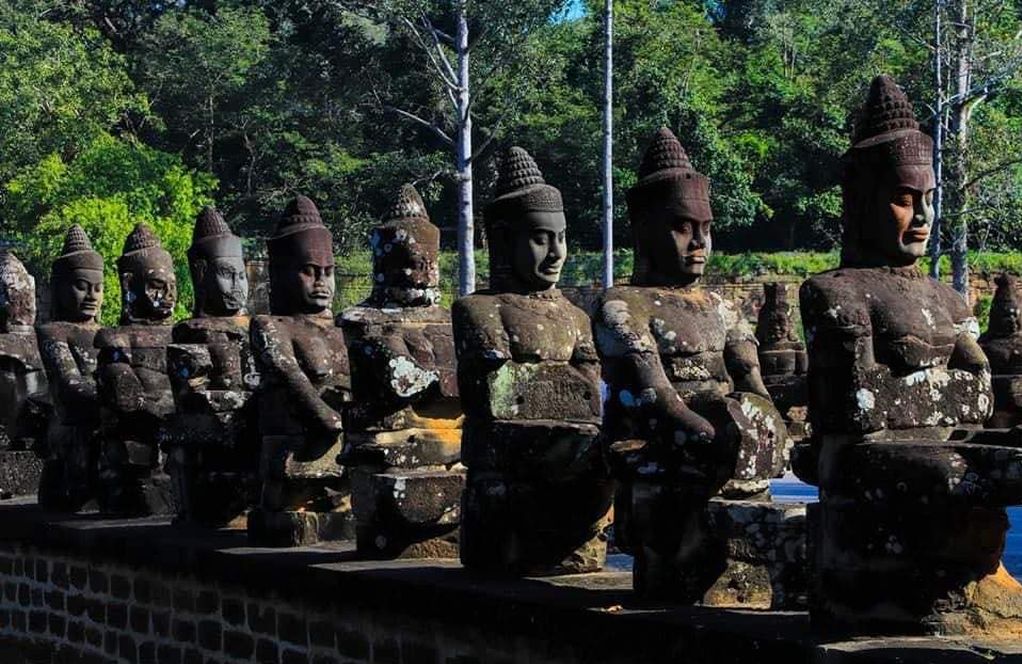 Statues on approach to Angkor Thom in northern Cambodia