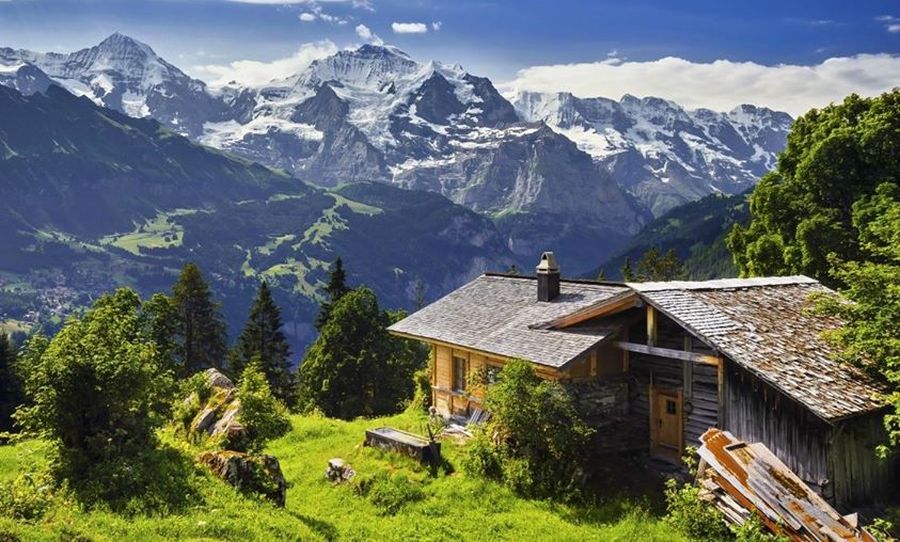 Monch and Jungfrau in the Bernese Oberlands of Switrzerland