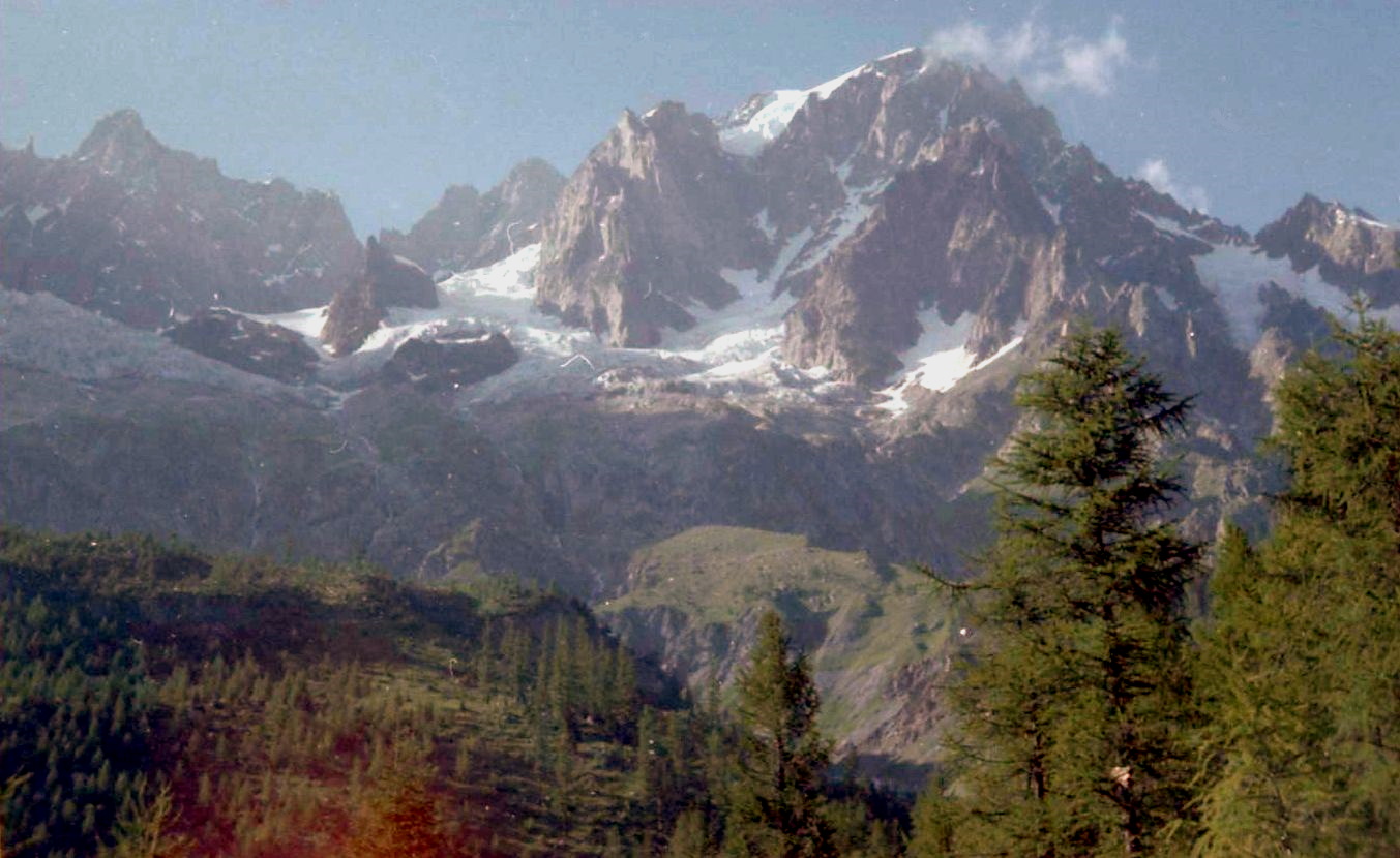 Grandes Jorasses ( 4208m ) from Val Ferret in Italy