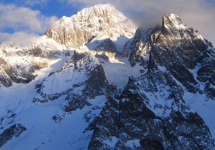 Monte Bianco ( Mont Blanc ) from Courmayeur in Italy