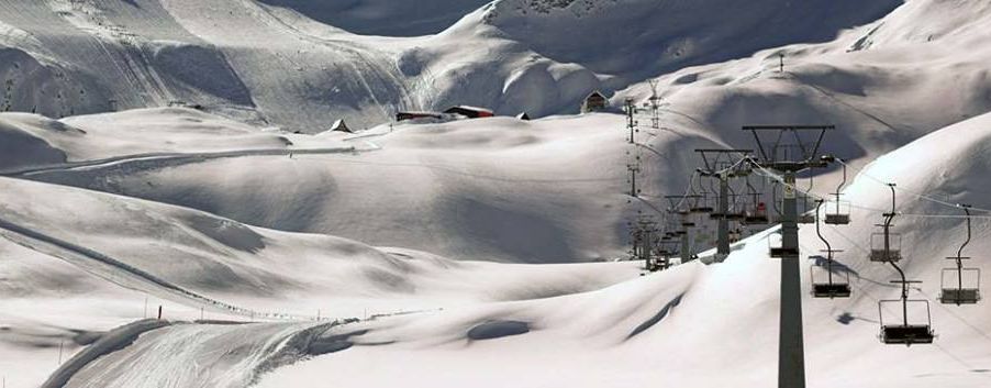 Ski lift and ski slopes at the Tonale Pass