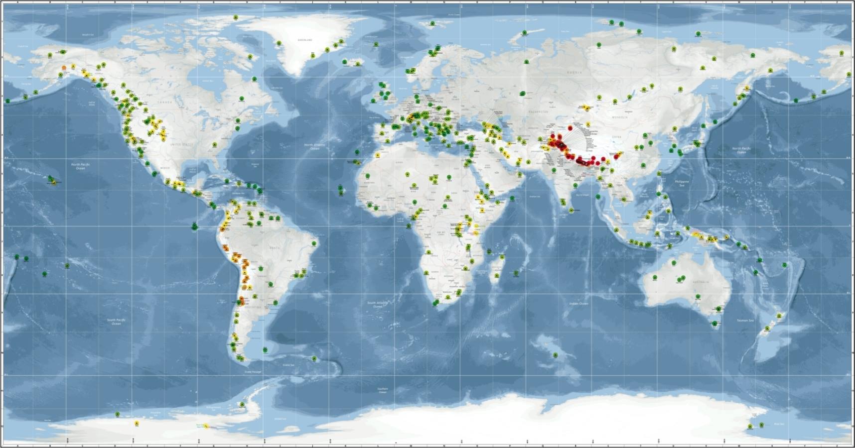 world mountains map