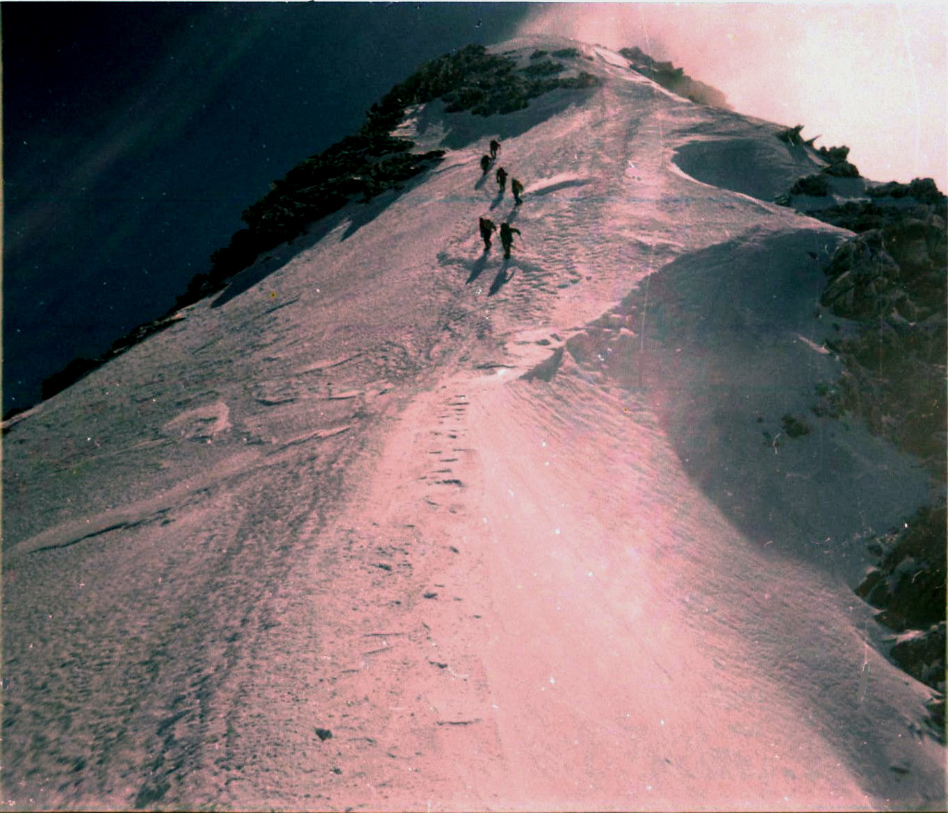 Climbers approaching summit of Monte Rosa