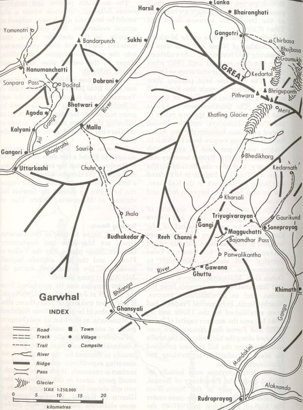 Map of the Garhwal Region of India