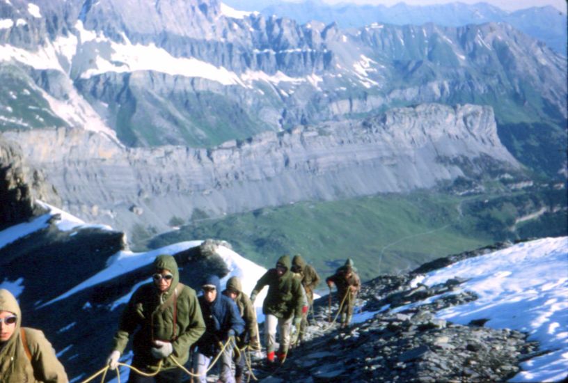 Ascent of Rinderhorn in the Bernese Oberlands of Switzerland