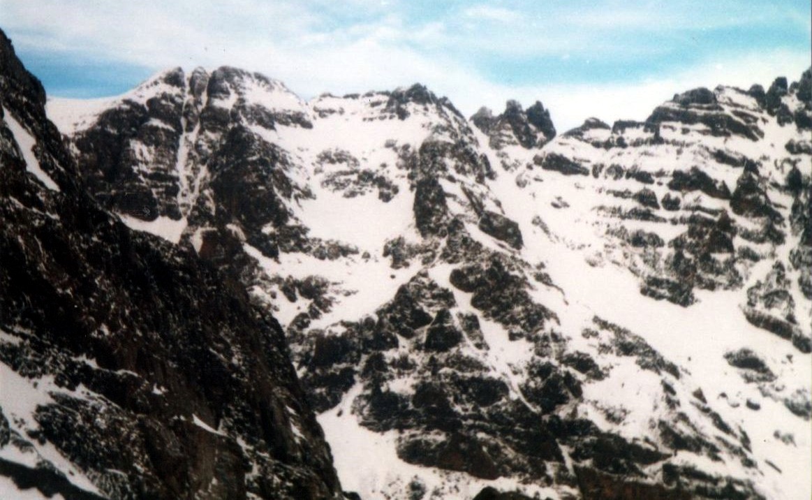 View of the High Atlas from Djebel Toubkal - highest mountain in Morocco