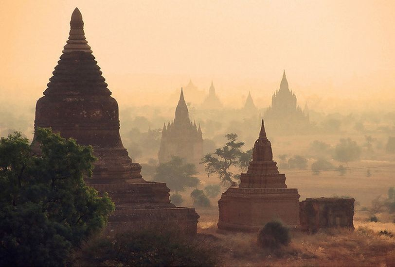 View over the temples of Bagan in central Myanmar / Burma