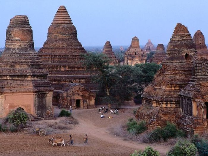 View over the temples of Bagan in central Myanmar / Burma