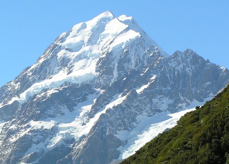 Mount Cook from Hooker Valley in the Southern Alps of New Zealand