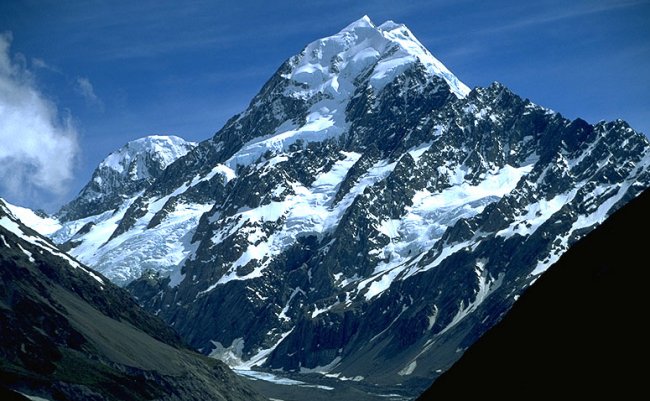 Mount Cook from Hooker Valley in the Southern Alps of New Zealand