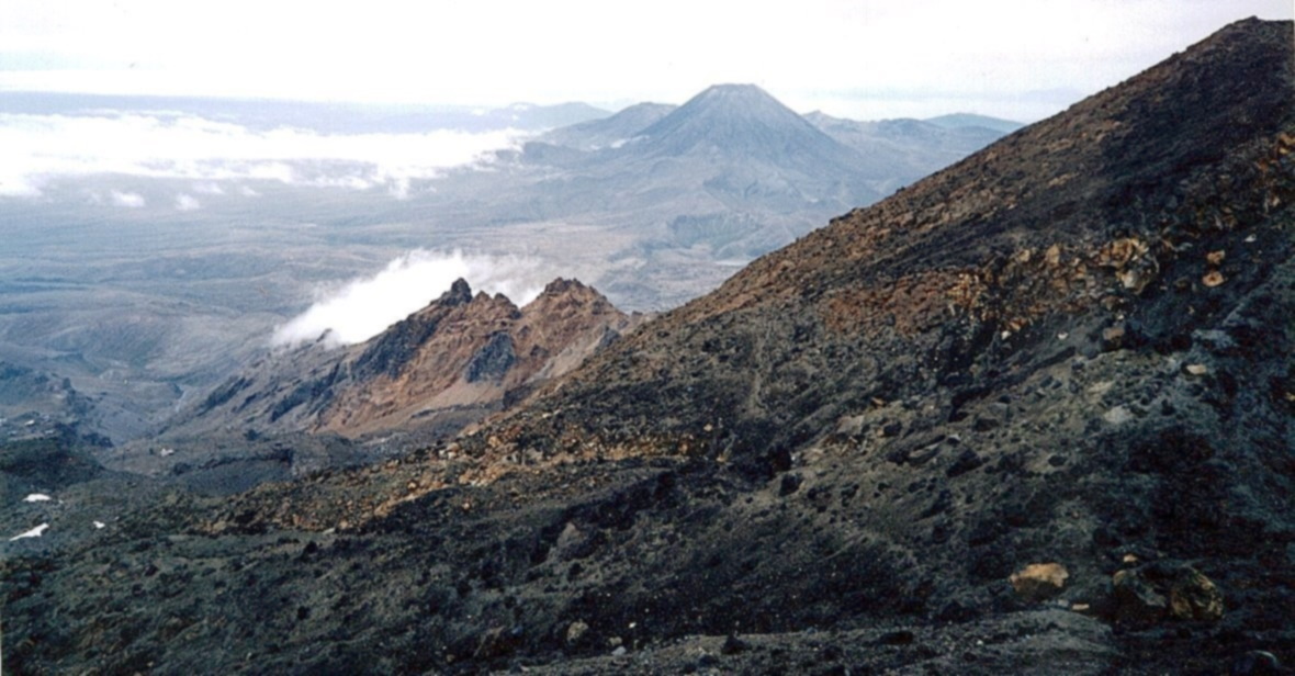 View of Mt. Ngauruhoe on ascent of Mt. Ruapehu