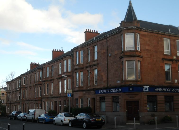 Red sandstone tenement building in Bothwell