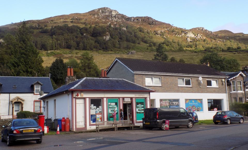 Shops at Lochgoilhead beneath The Steeple