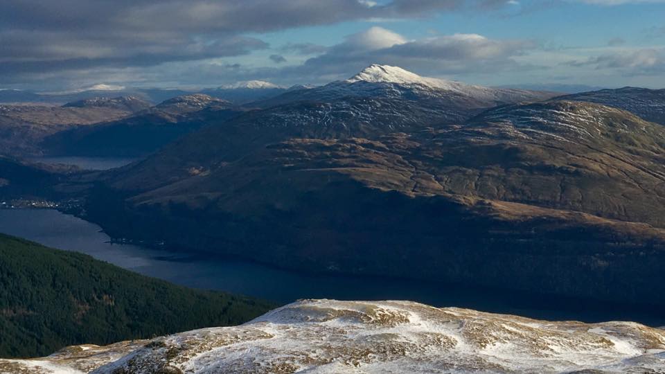 Ben Lomond above Loch Lomond and Loch Long from Cnoc Coinnich