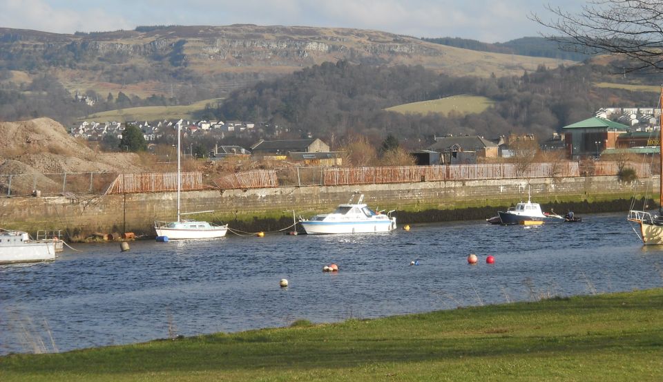 Milton Crags across River Leven from Levengrove Park