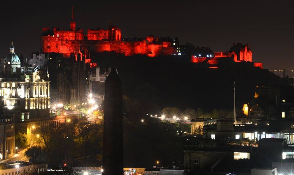 Edinburgh Castle illuminated for "Poppy Appeal"