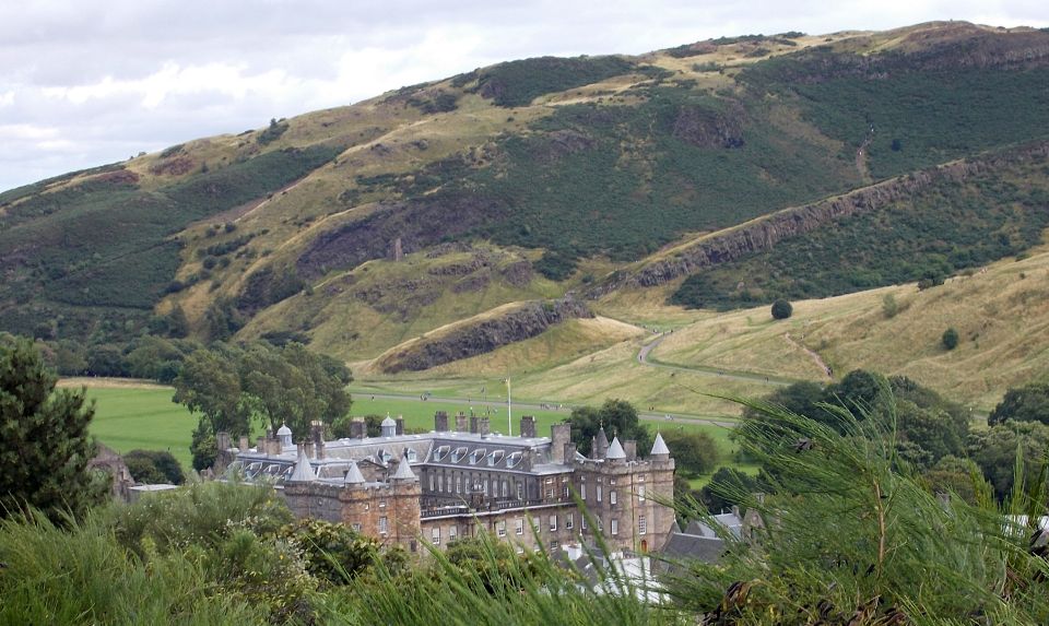 Holyrood Palace beneath Arthur's Seat from Calton Hill