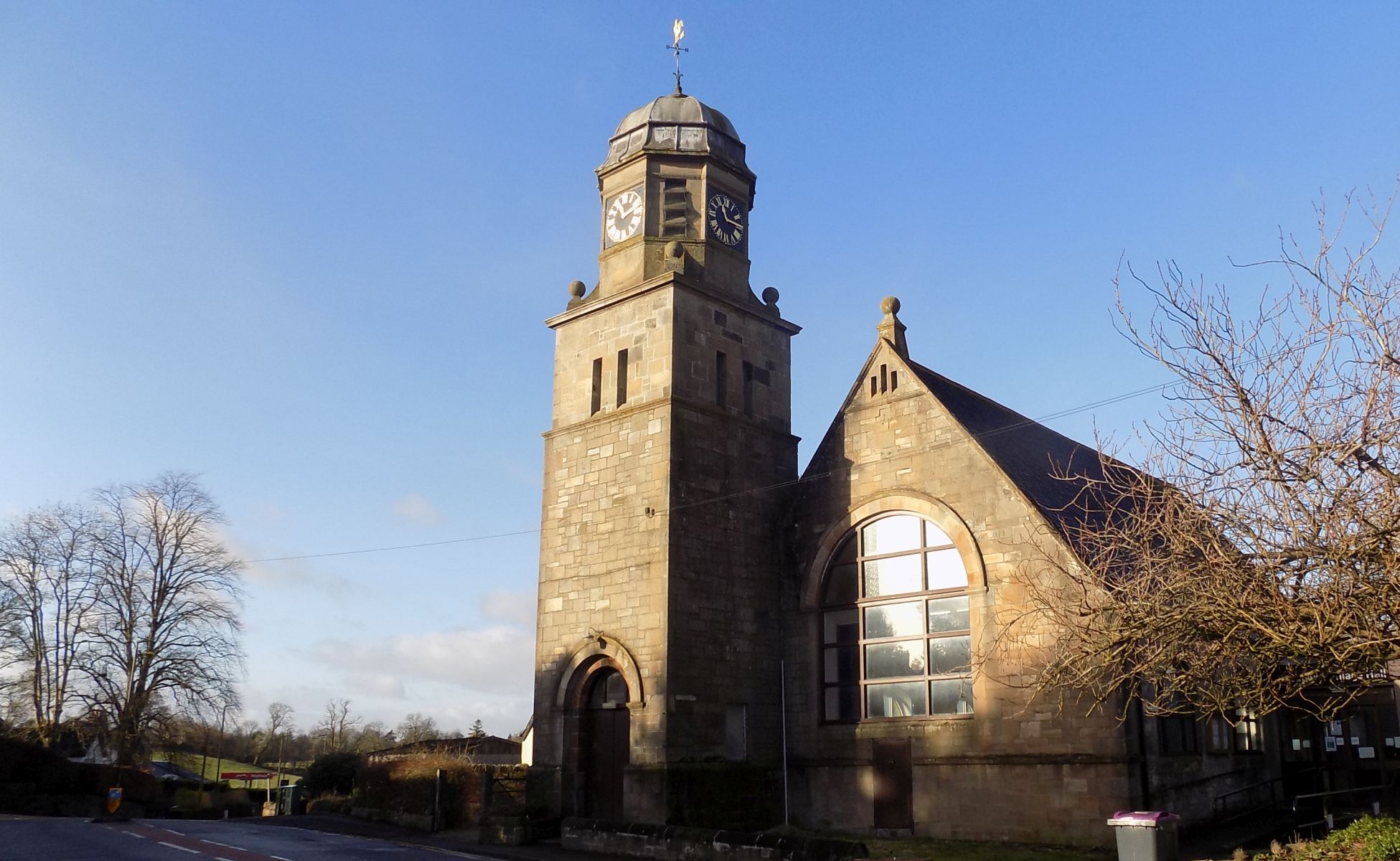 Clock tower on church in Buchlyvie