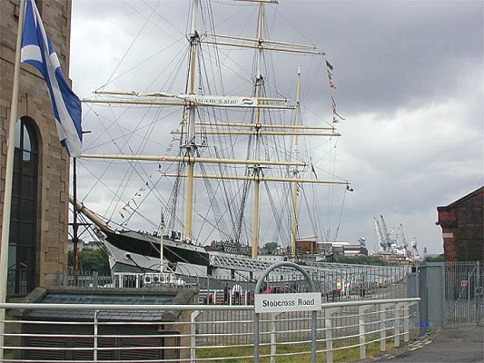 Tall Ship ( old sailing vessel ) at Broomielaw in Glasgow