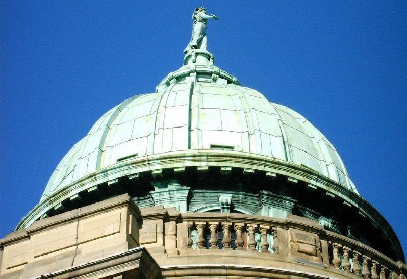 Dome above entrance to the Mitchell Library at Charing Cross in Glasgow, Scotland