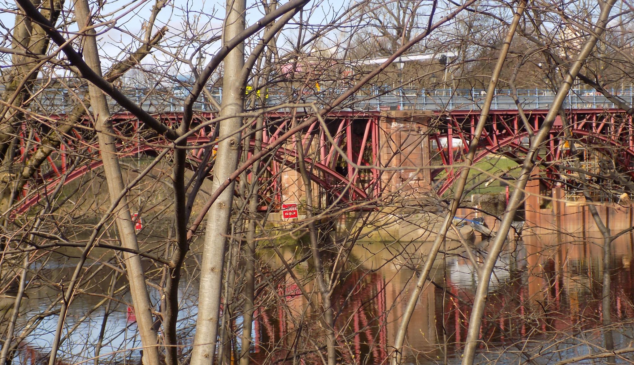 Pipe Bridge and Weir on River Clyde