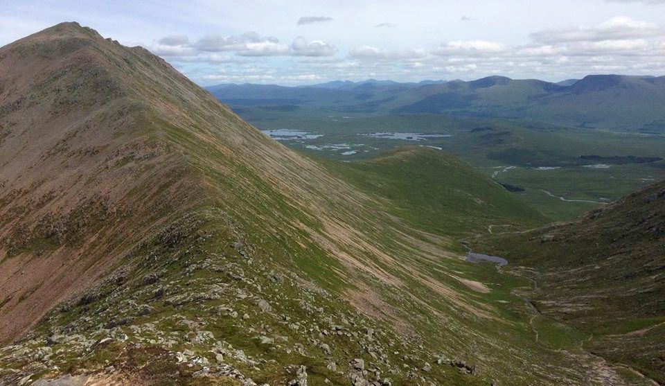 Meall a'Bhuiridh above Rannoch Moor from saddle to Creise - Clach Leathad ridge