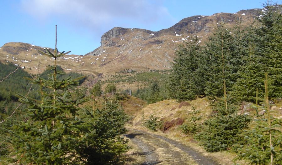 Cliffs of Meall an Fhiodhain from Kirkton Glen