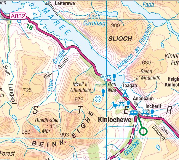 Map of Slioch in the NW Highlands of Scotland