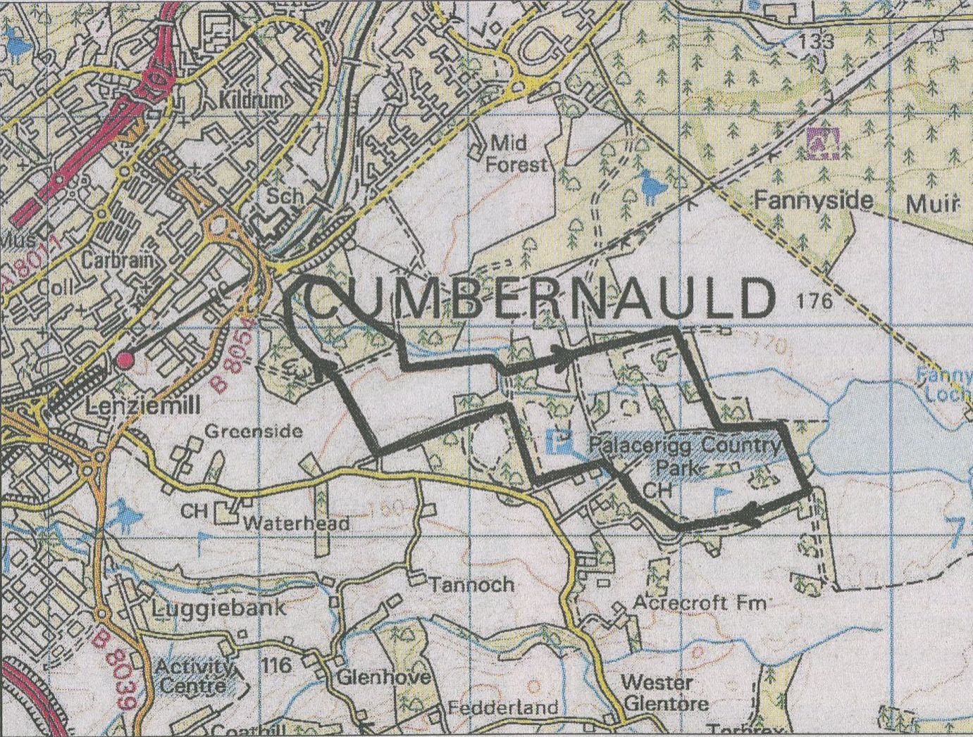 Walking Route Map for Palacerigg Country Park