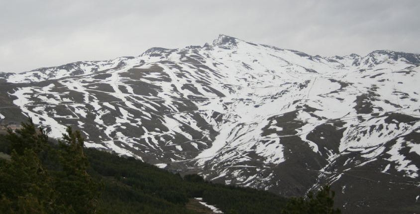 Veleta ( 3470m ) above Solynieve Ski Centre in the Sierra Nevada in Southern Spain