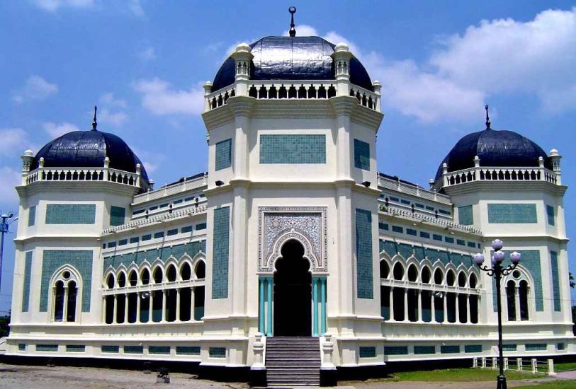 Mesjid Raya, the Great Mosque in Medan in Northern Sumatra