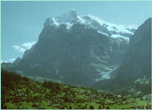 Grindelwald beneath the Wetterhorn in the Bernese Oberlands of Switzerland