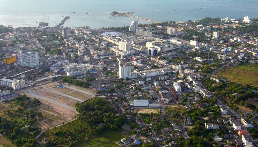 Aerial view of Si Ratcha in SE Thailand