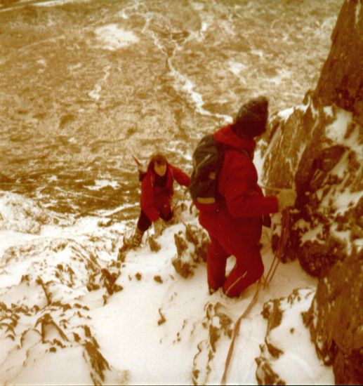 Curved Ridge in winter on Buachaille Etive Mor in winter